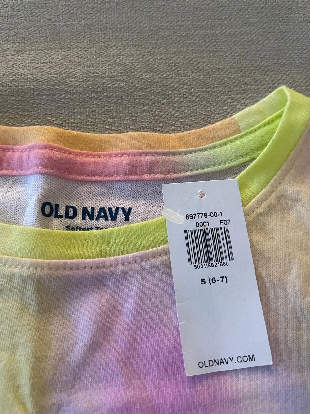 Old Navy Girls Tie-Dye Short Sleeve Tee in Pastel Yellow Pink Purple Small (6-7)
